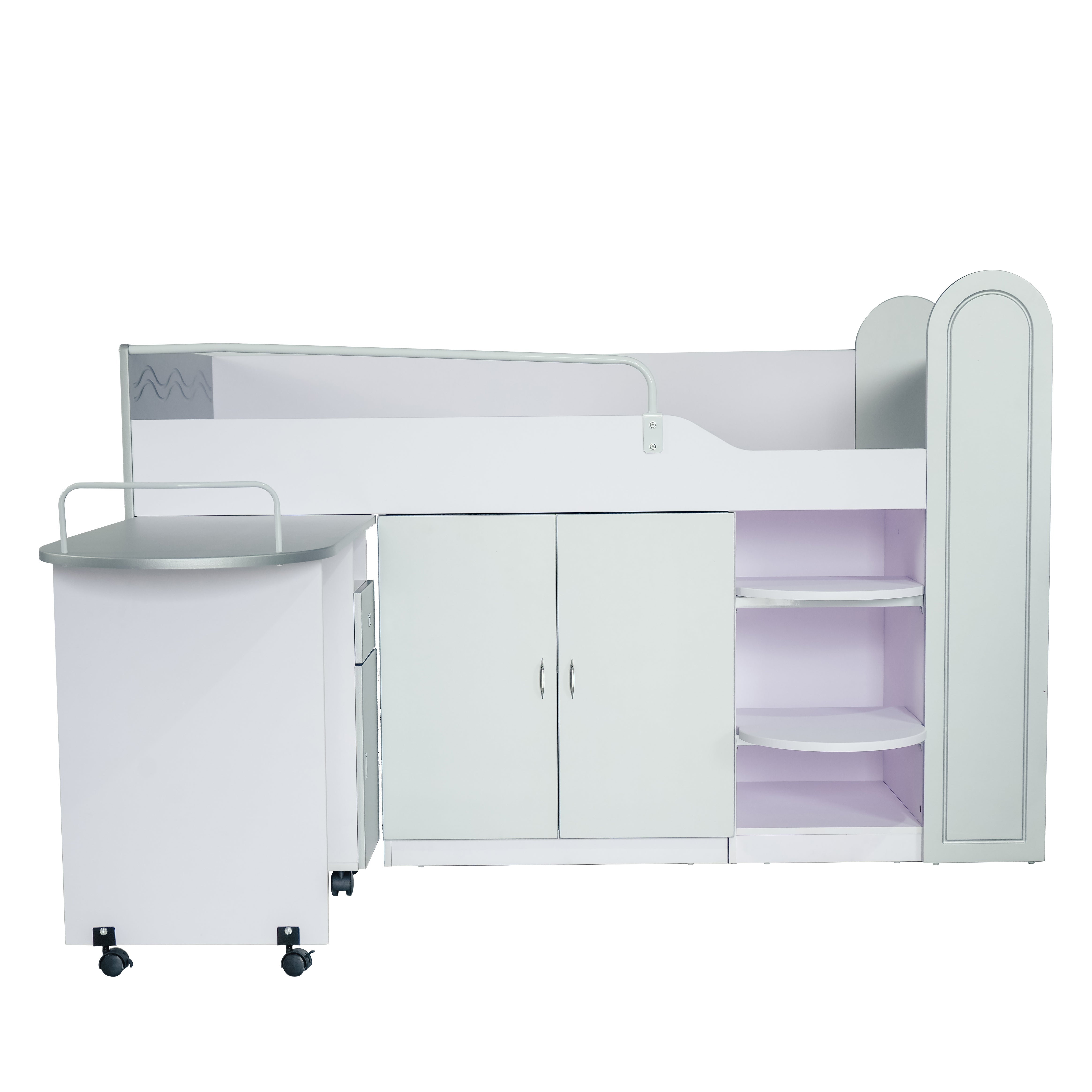 Teenage Grey Mid Height Bunk Bed with Built-In Desk