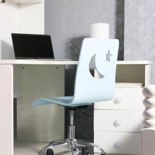 Kids Desk Chair With Moon & Star Cut-out